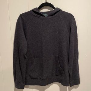 Ralph Lauren charcoal black wool/cashmere blend hooded sweater. Size small.